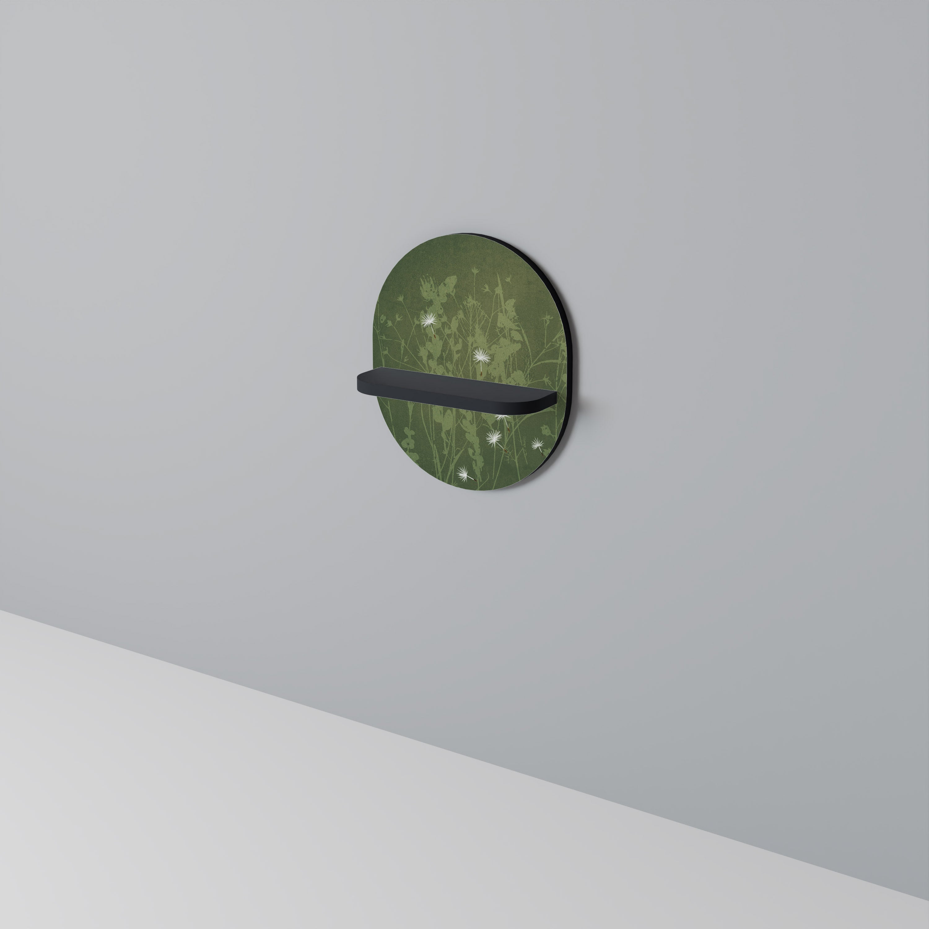 DANDELION HOLD Oval konsthylla i svart finish