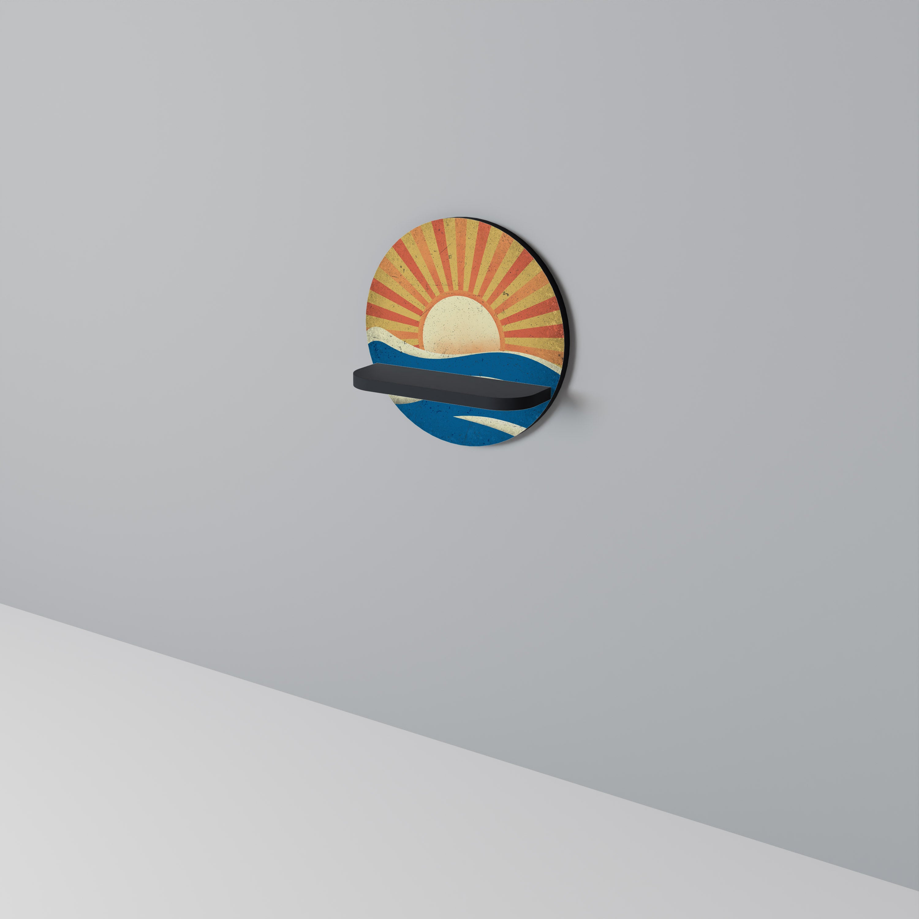 SUNNY SLIDE Rund konsthylla i svart finish