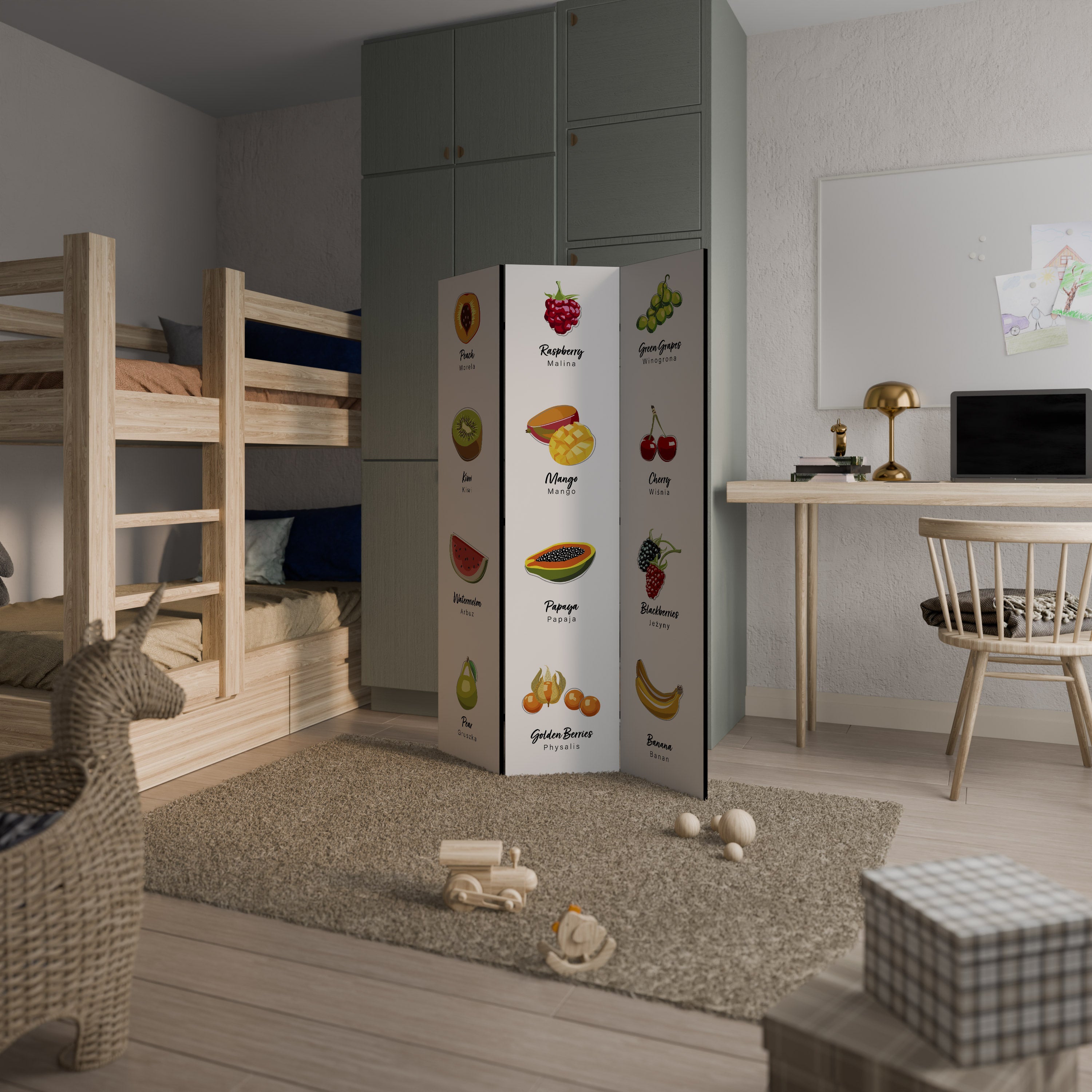 FRUIT LESSON 3-Panel Room Divider