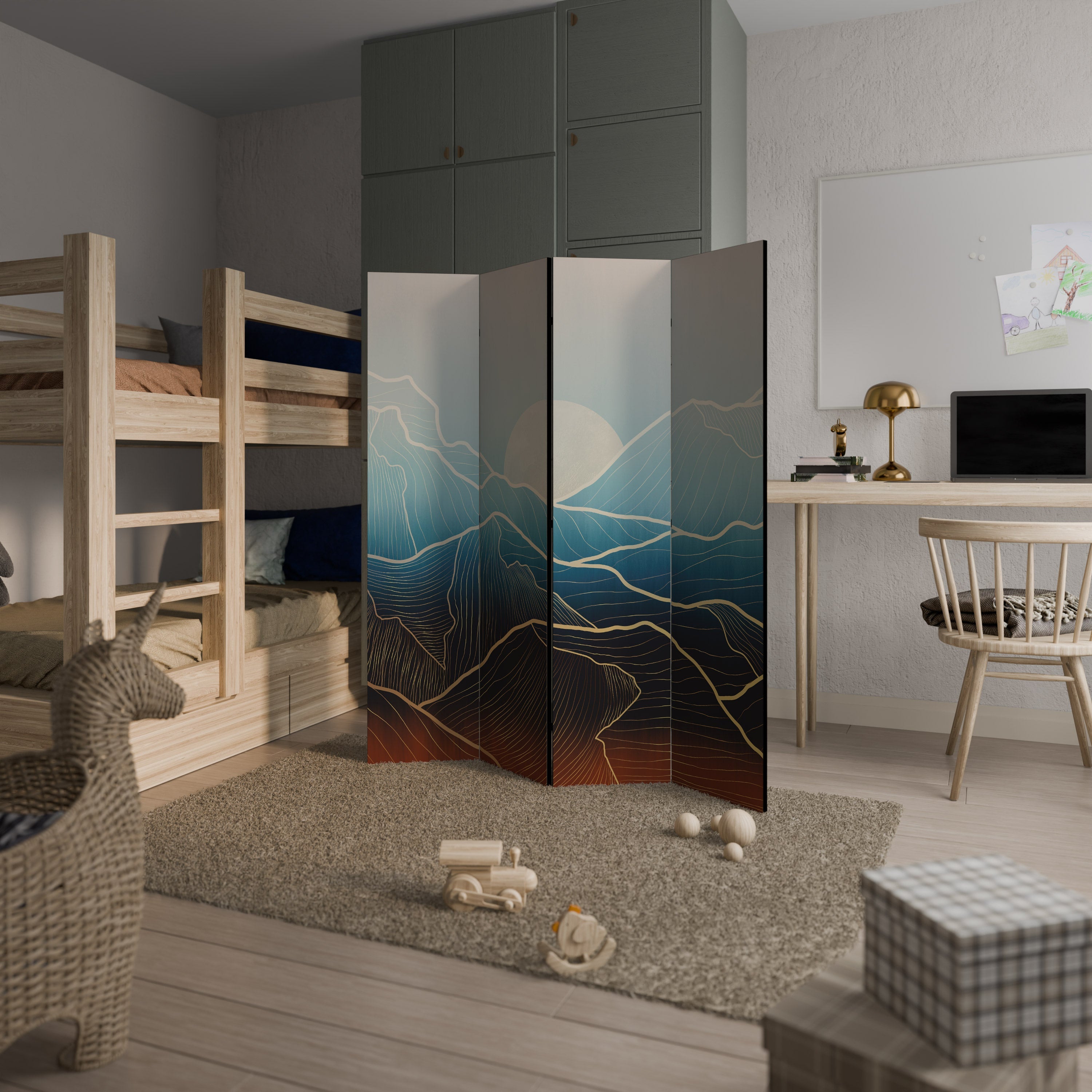 LUNAR SECRETS Dekorativ rumsavdelare med 4 paneler
