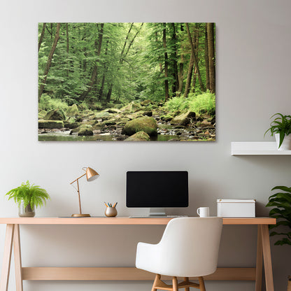 TRANQUIL STONES AND STREAMS Horizontal Canvas Print