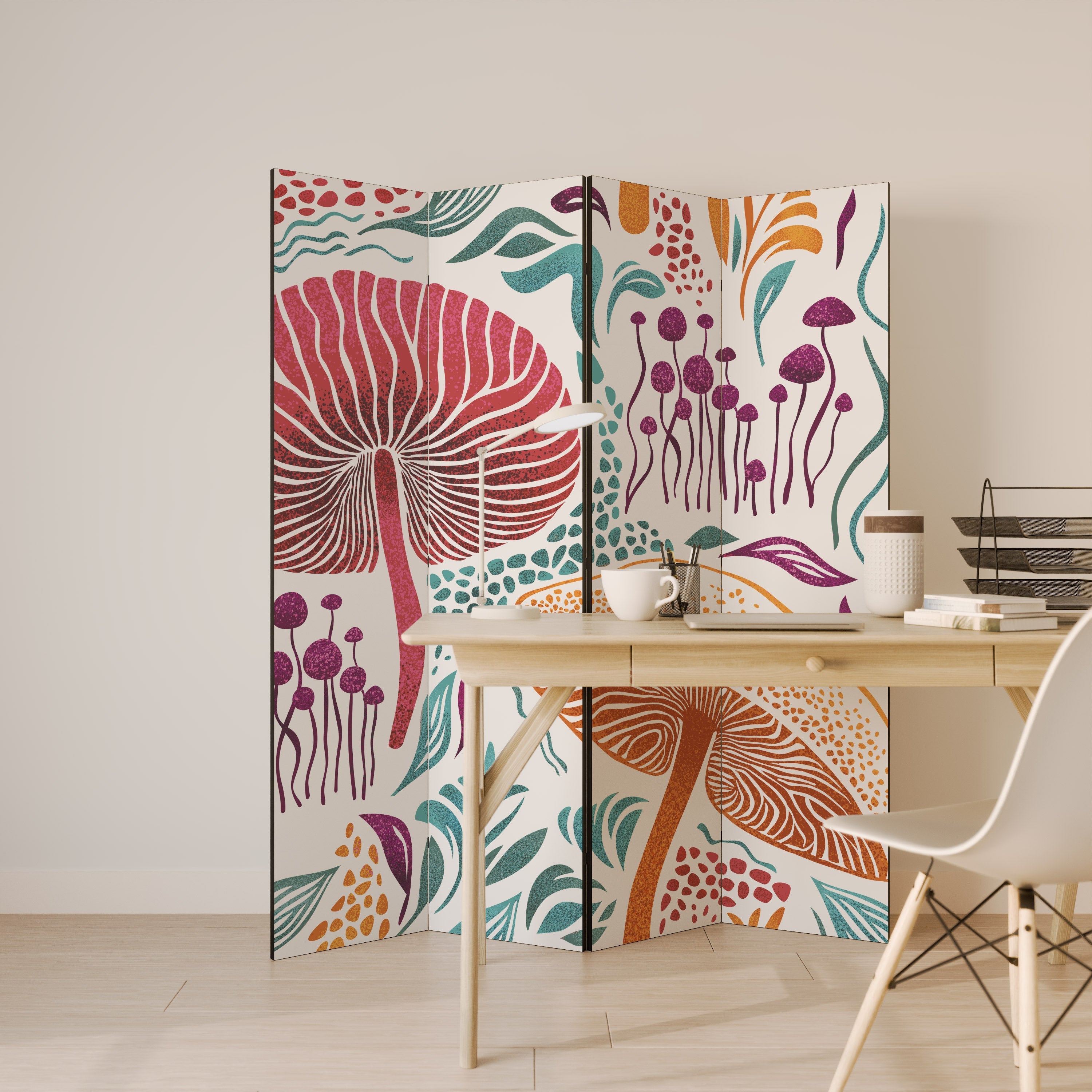 FUNGUS FANTASY Dekorativ rumsavdelare med 4 paneler