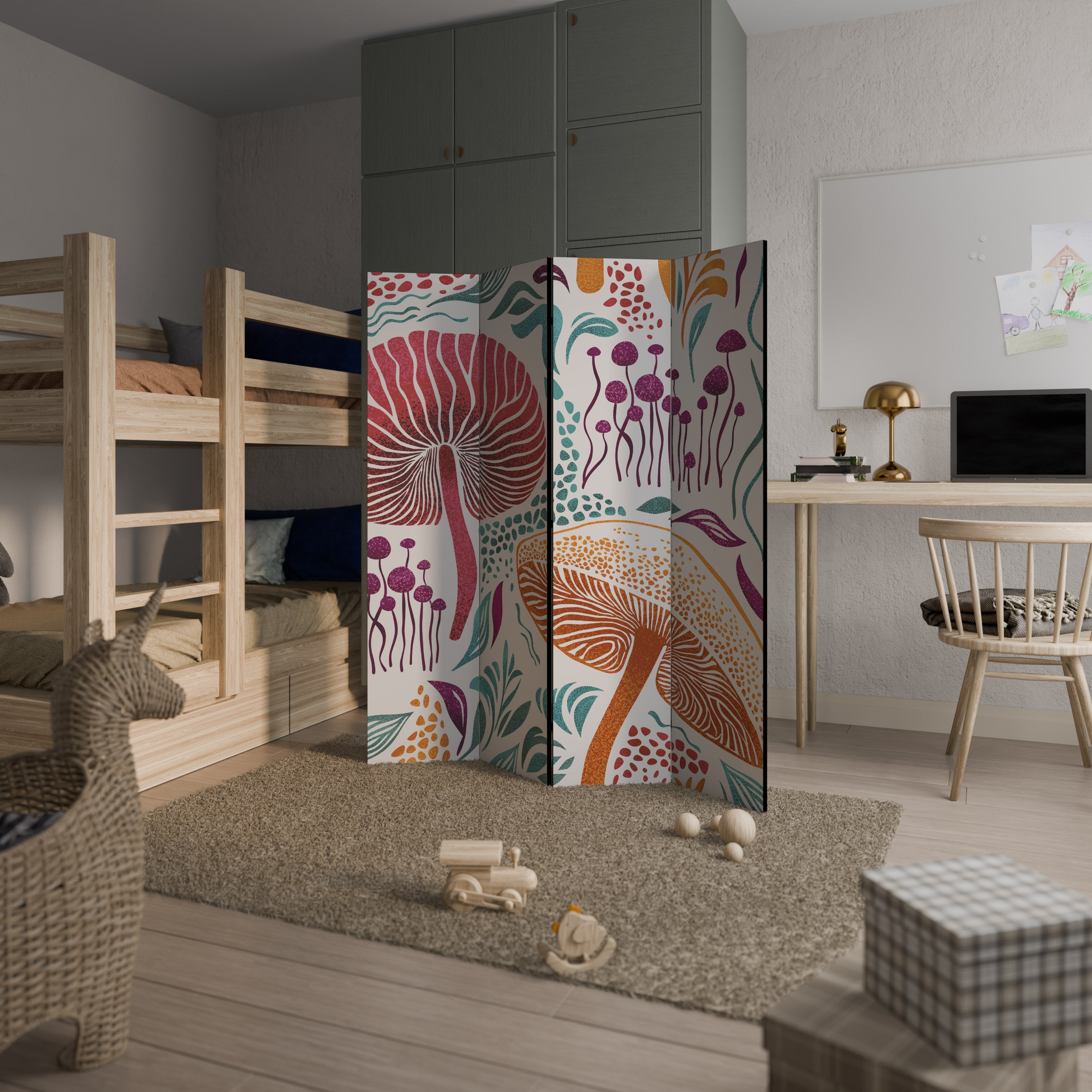 FUNGUS FANTASY Dekorativ rumsavdelare med 4 paneler