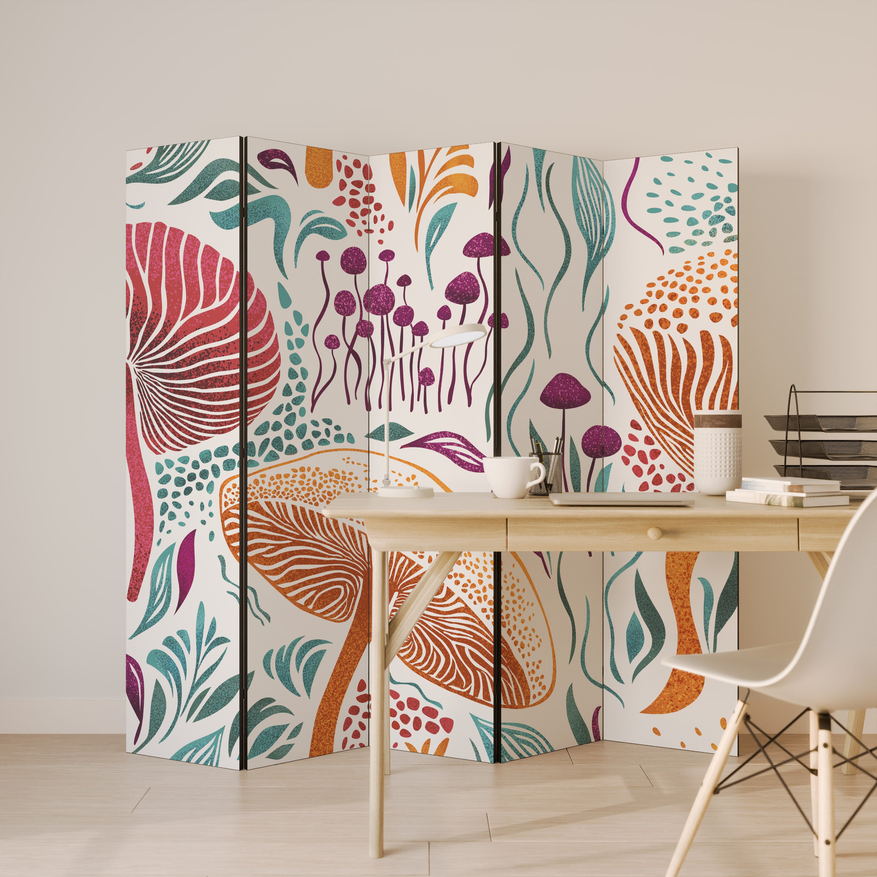 FUNGUS FANTASY Dekorativ rumsavdelare – 5 paneler