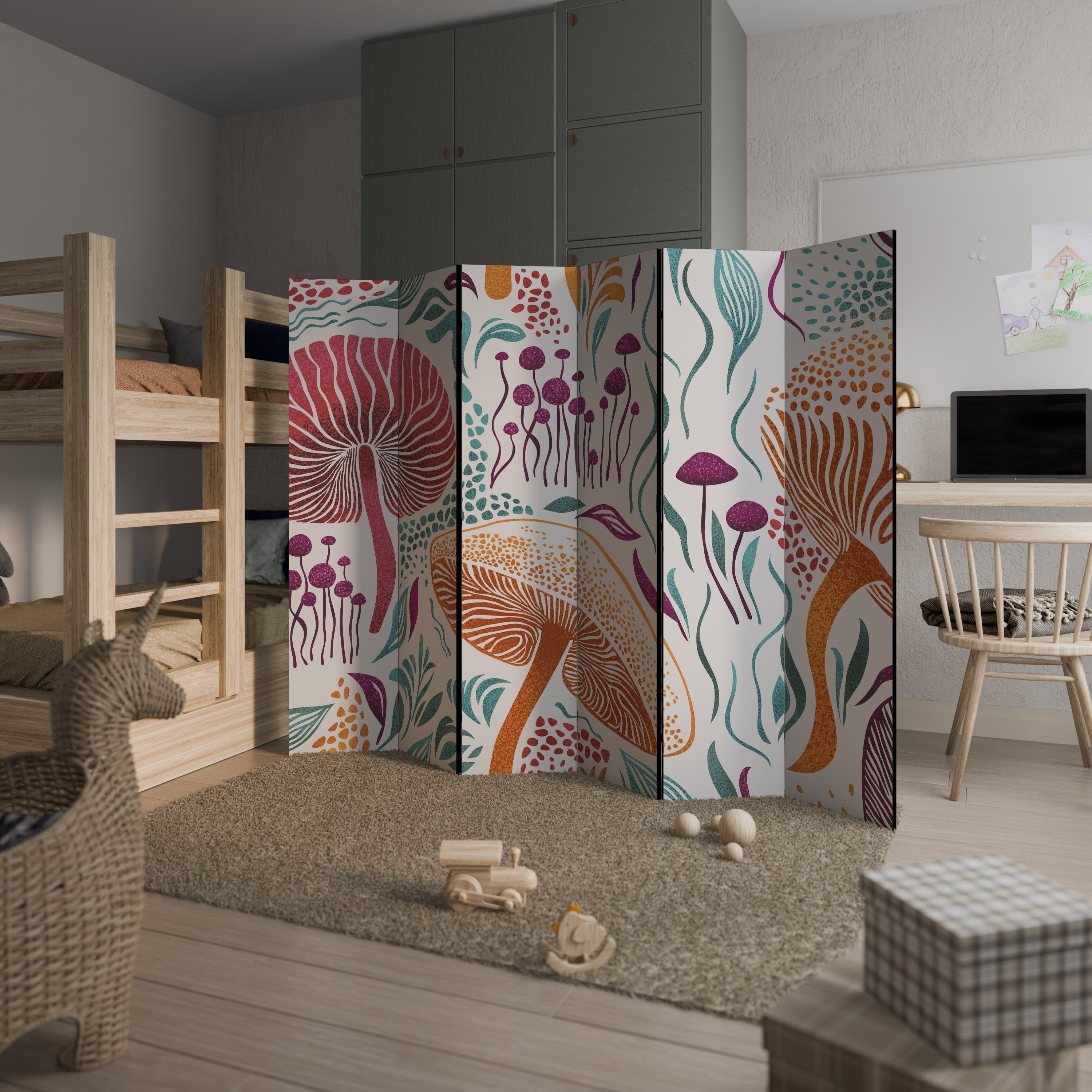 FUNGUS FANTASY Dekorativ rumsavdelare med 6 paneler