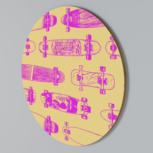 SKATEBOARD ARTISTRY Round Wall Art