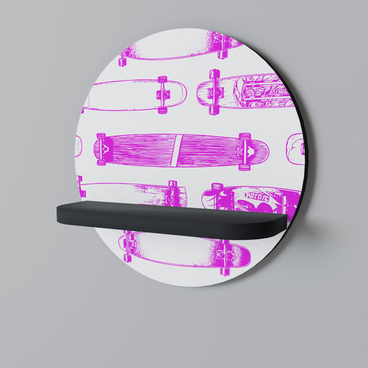 SKATEBOARD SKISS Rund konsthylla i svart finish