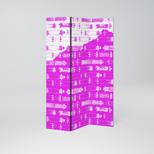 SKATEBOARD MAGENTA Decorative 3-Panel Room Divider