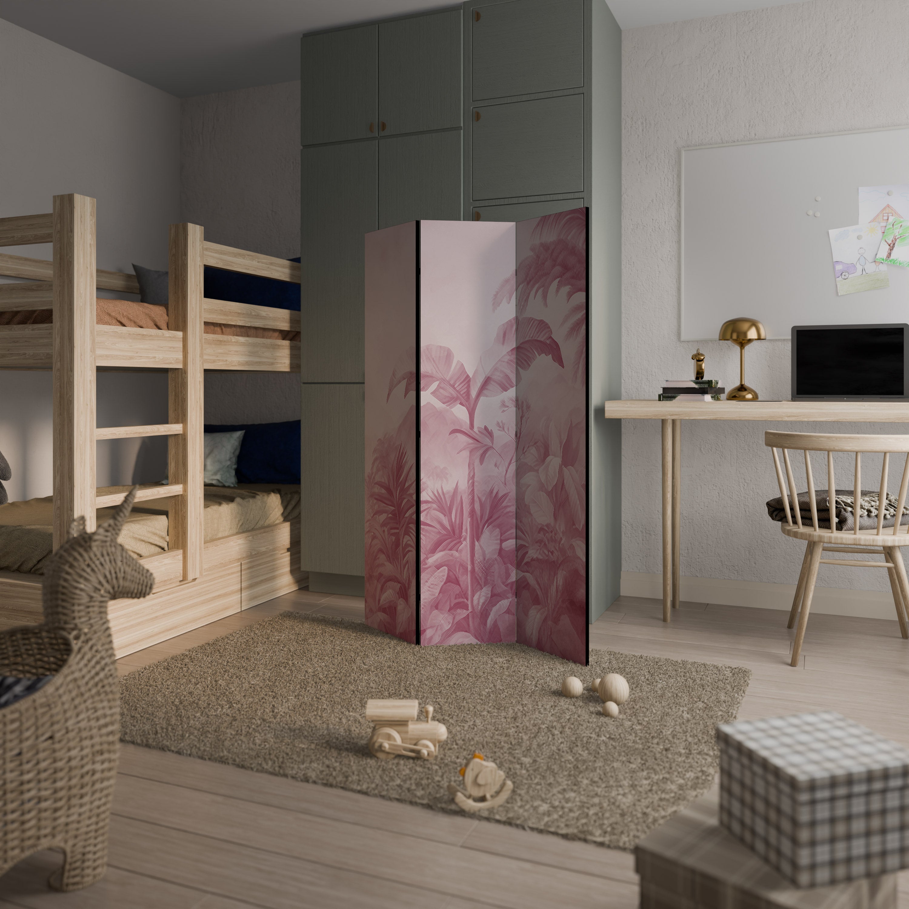 SWEET TROPICS Dekorativ rumsavdelare med 3 paneler