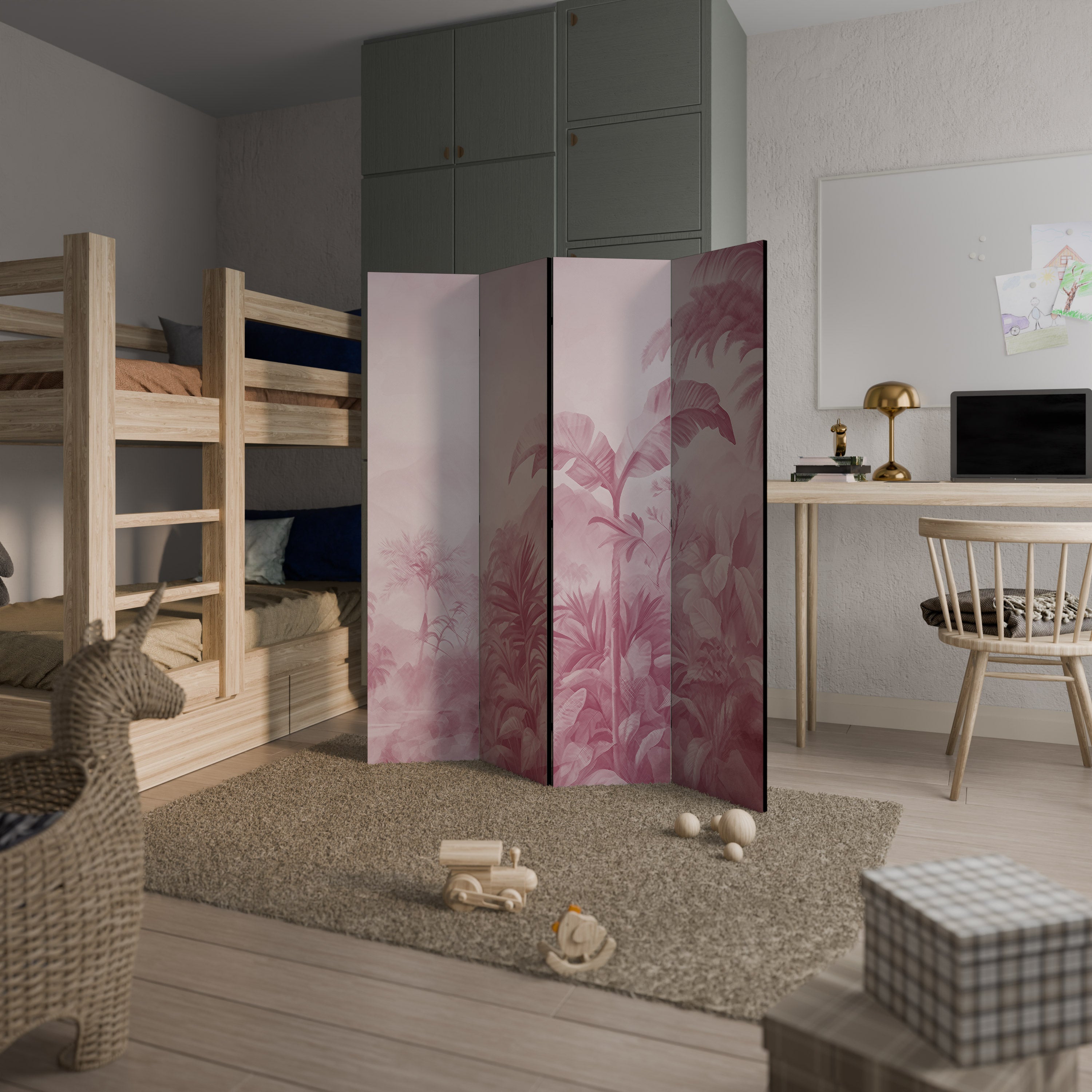 SWEET TROPICS Dekorativ rumsavdelare med 4 paneler