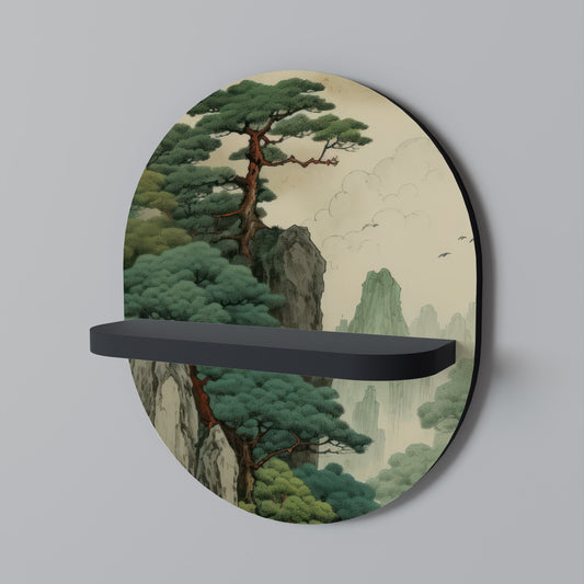 VERDURE ABYSS Oval konsthylla i svart finish