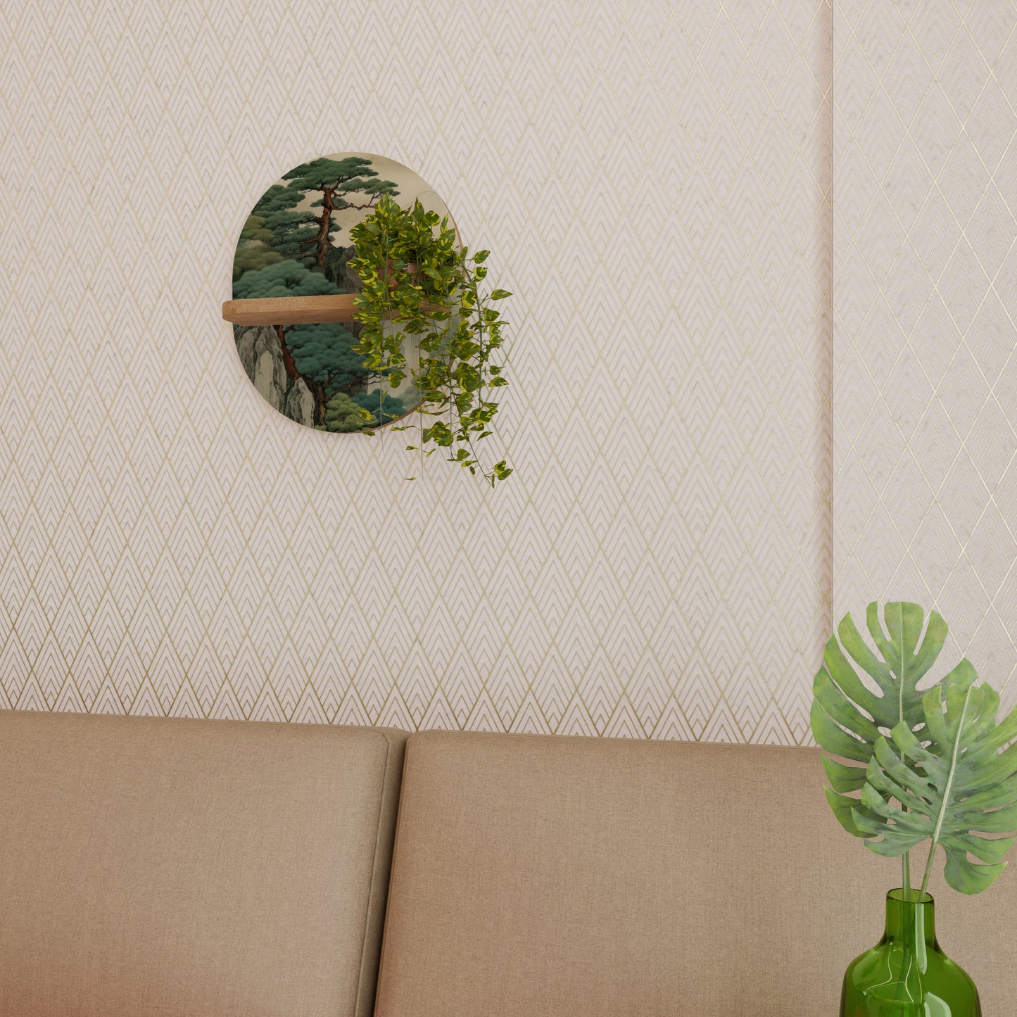 VERDURE ABYSS Oval konsthylla i ekeffekt