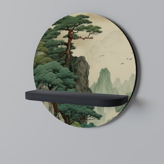 VERDURE ABYSS Rund konsthylla i svart finish