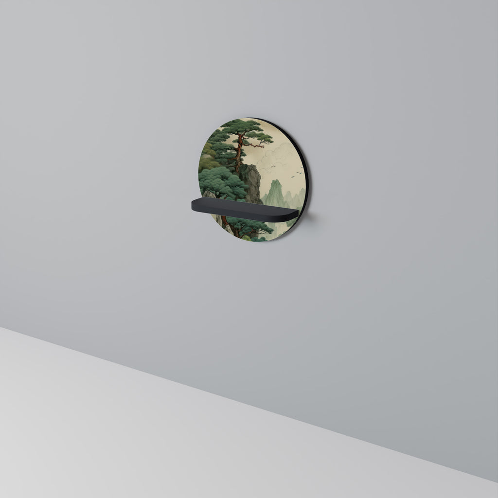 VERDURE ABYSS Rund konsthylla i svart finish
