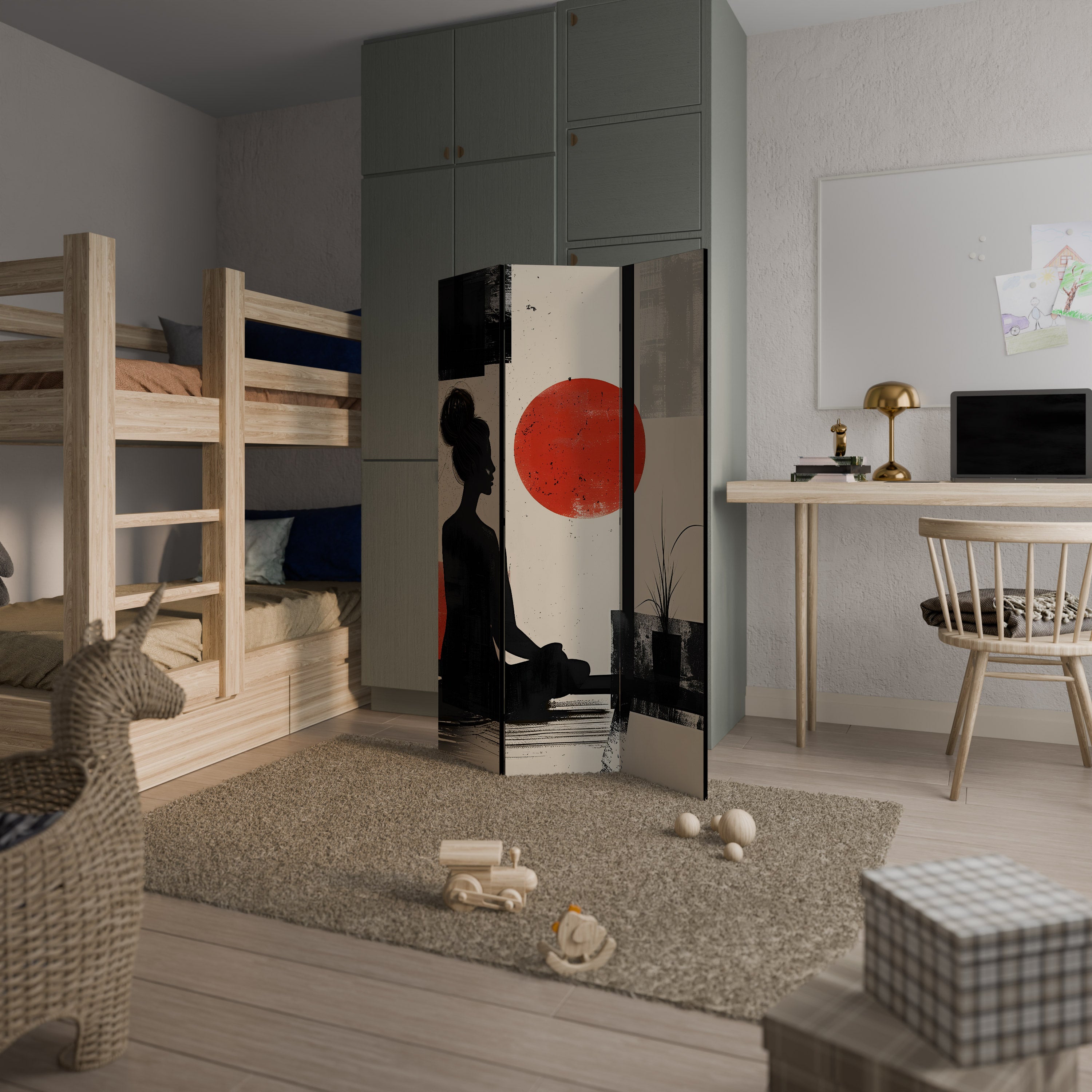 RED SUNSATION 3-Panel Room Divider