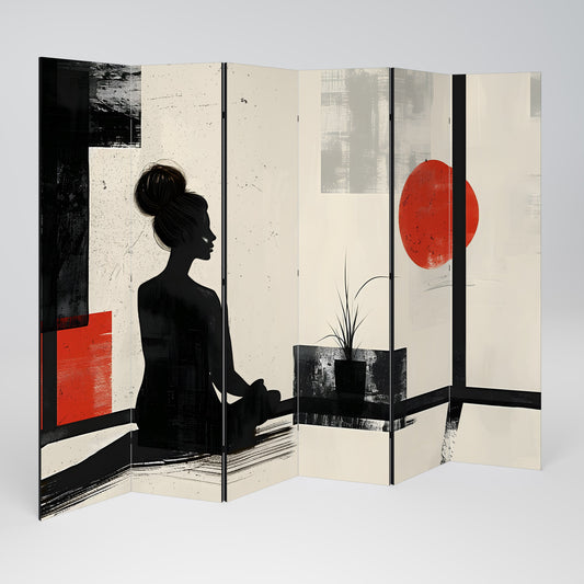 RED SUNSATION Decorative 6-Panel Room Divider