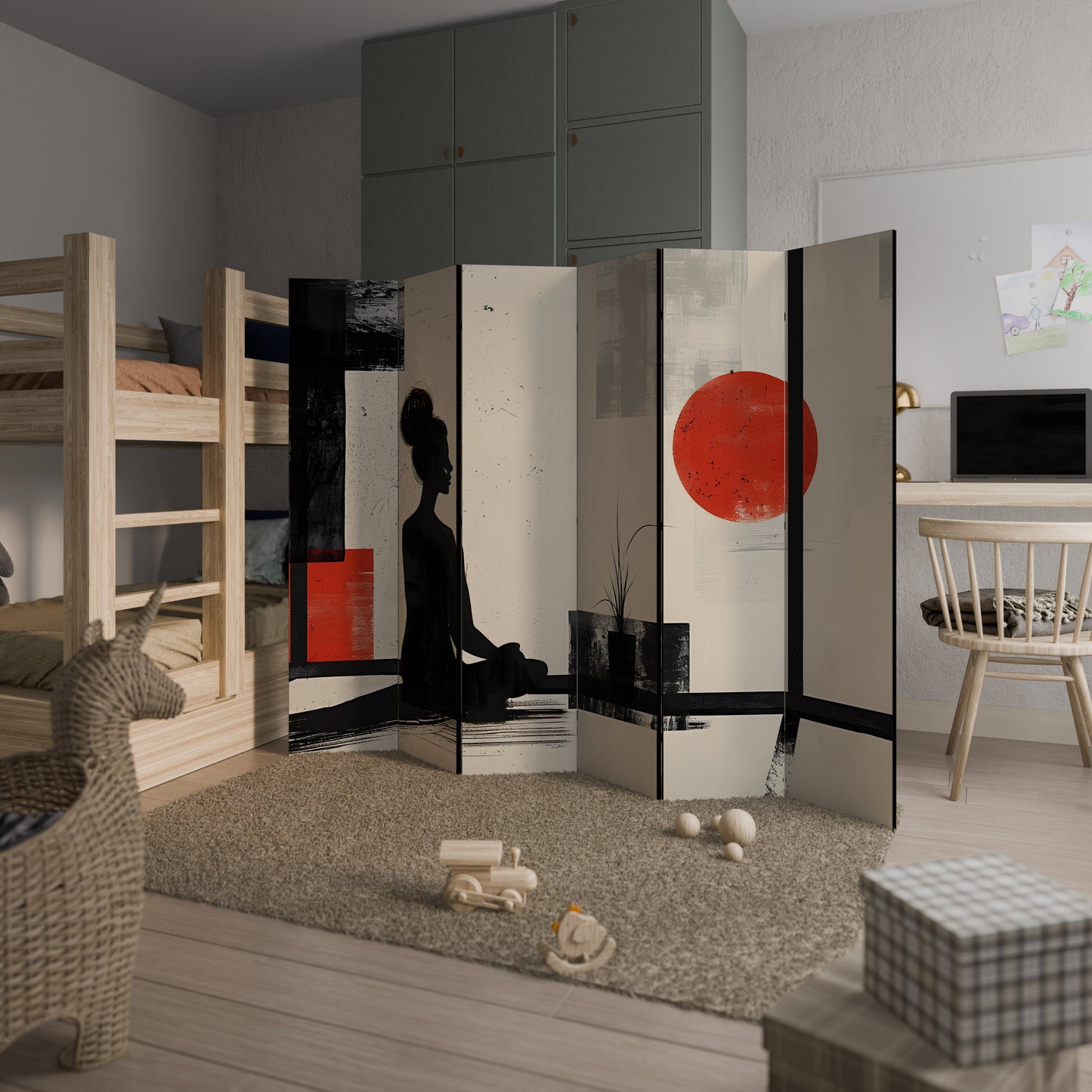 RED SUNSATION Decorative 6-Panel Room Divider