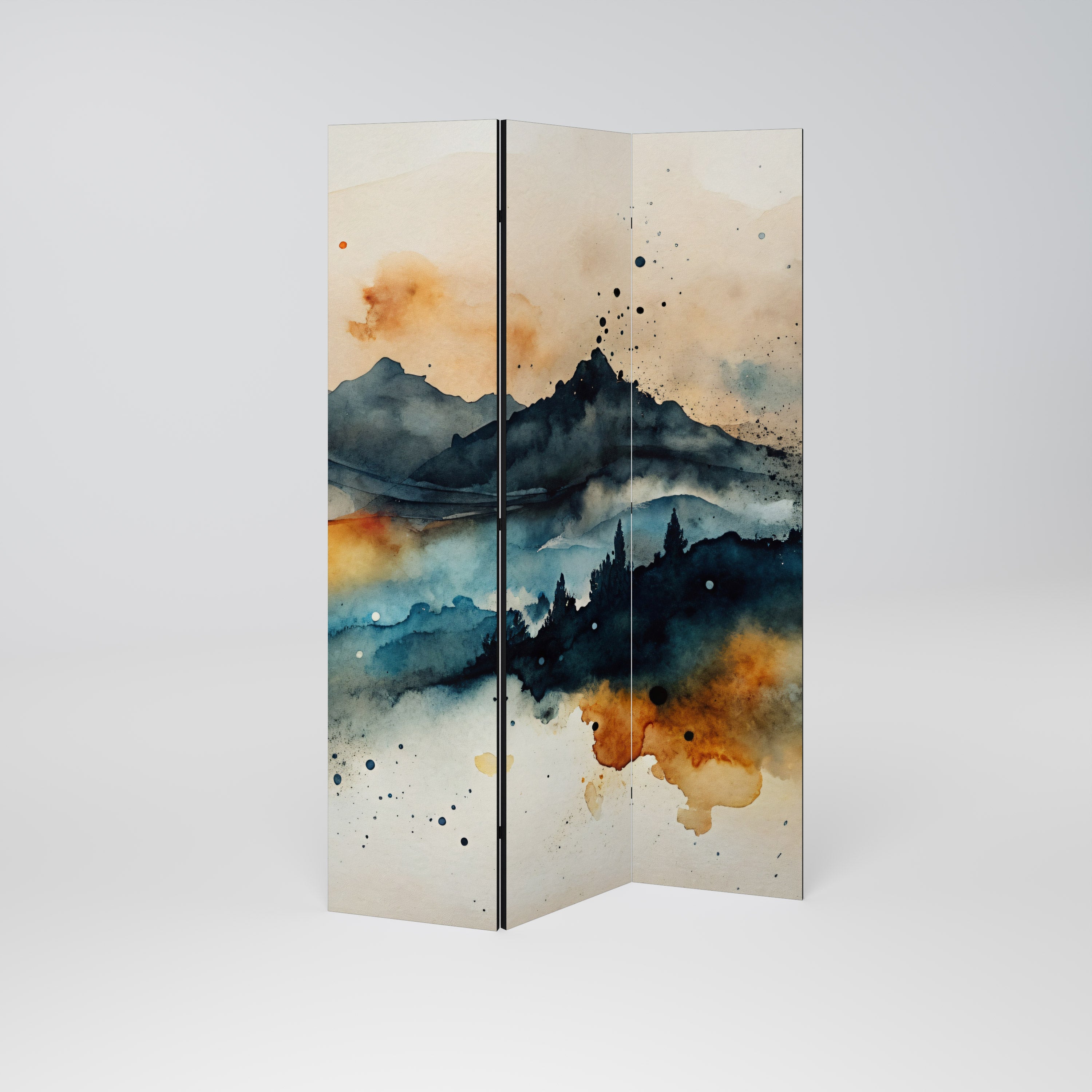 OMINOUS MOUNTAINS 3-Panel Room Divider