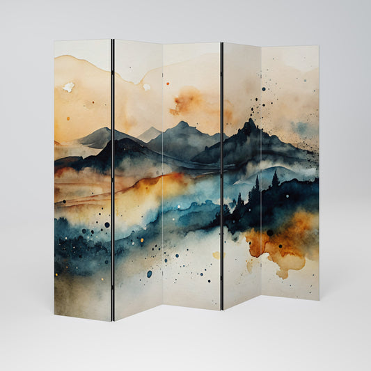 OMINOUS MOUNTAINS Decorative 5-Panel Room Divider