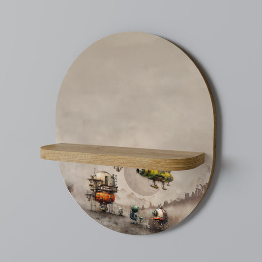 MACHINARIUMMASKINER Oval konsthylla i ekeffekt