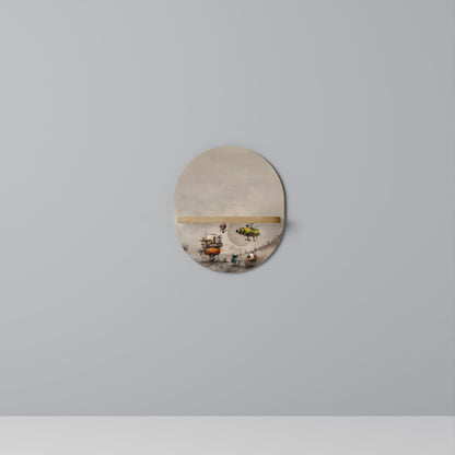 MACHINARIUMMASKINER Oval konsthylla i ekeffekt