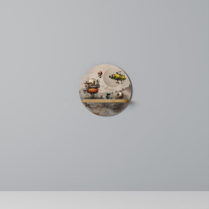 MACHINARIUM MACHINES Round Art Shelf In Oak Effect