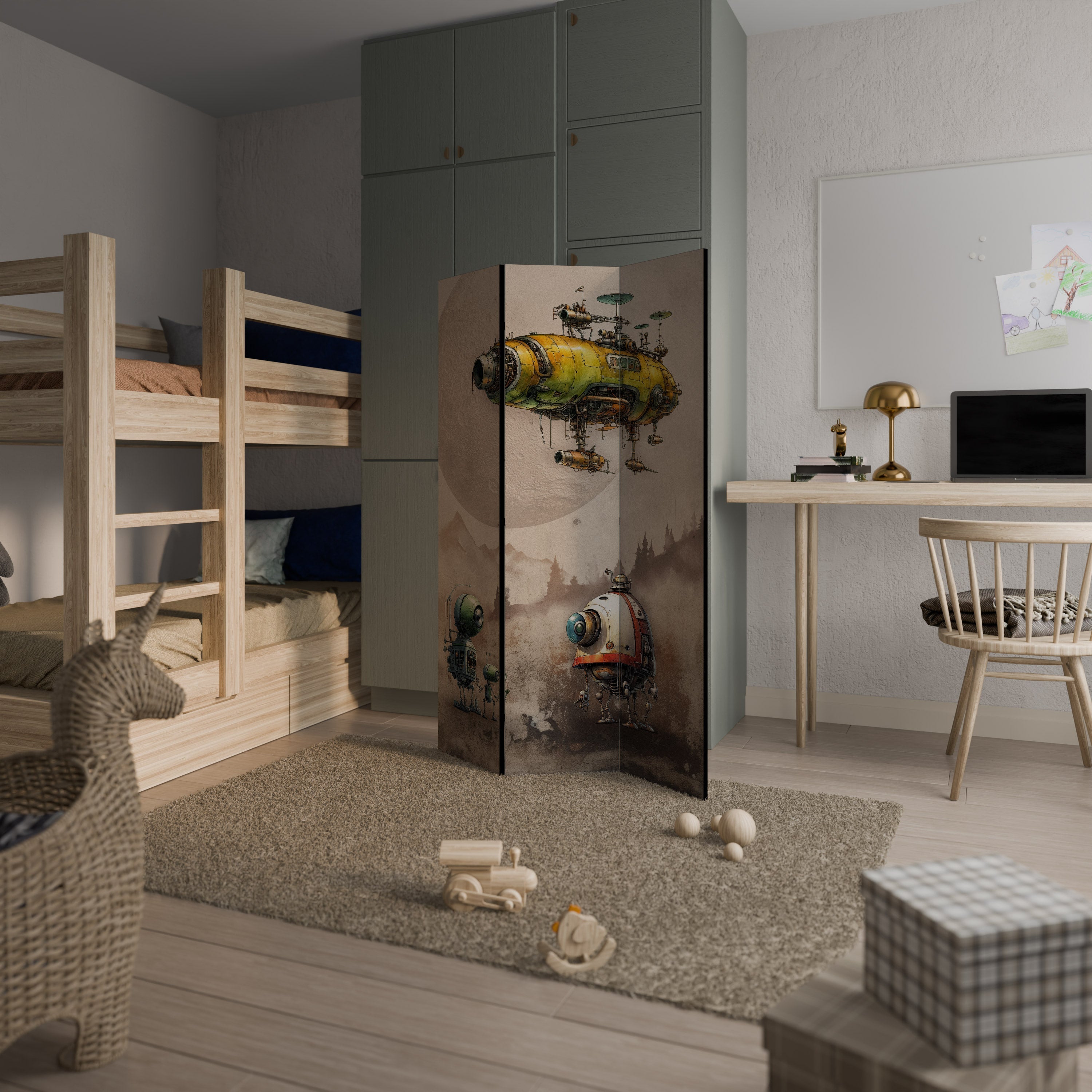 MACHINARIUM MACHINES Dekorativ rumsavdelare med 3 paneler