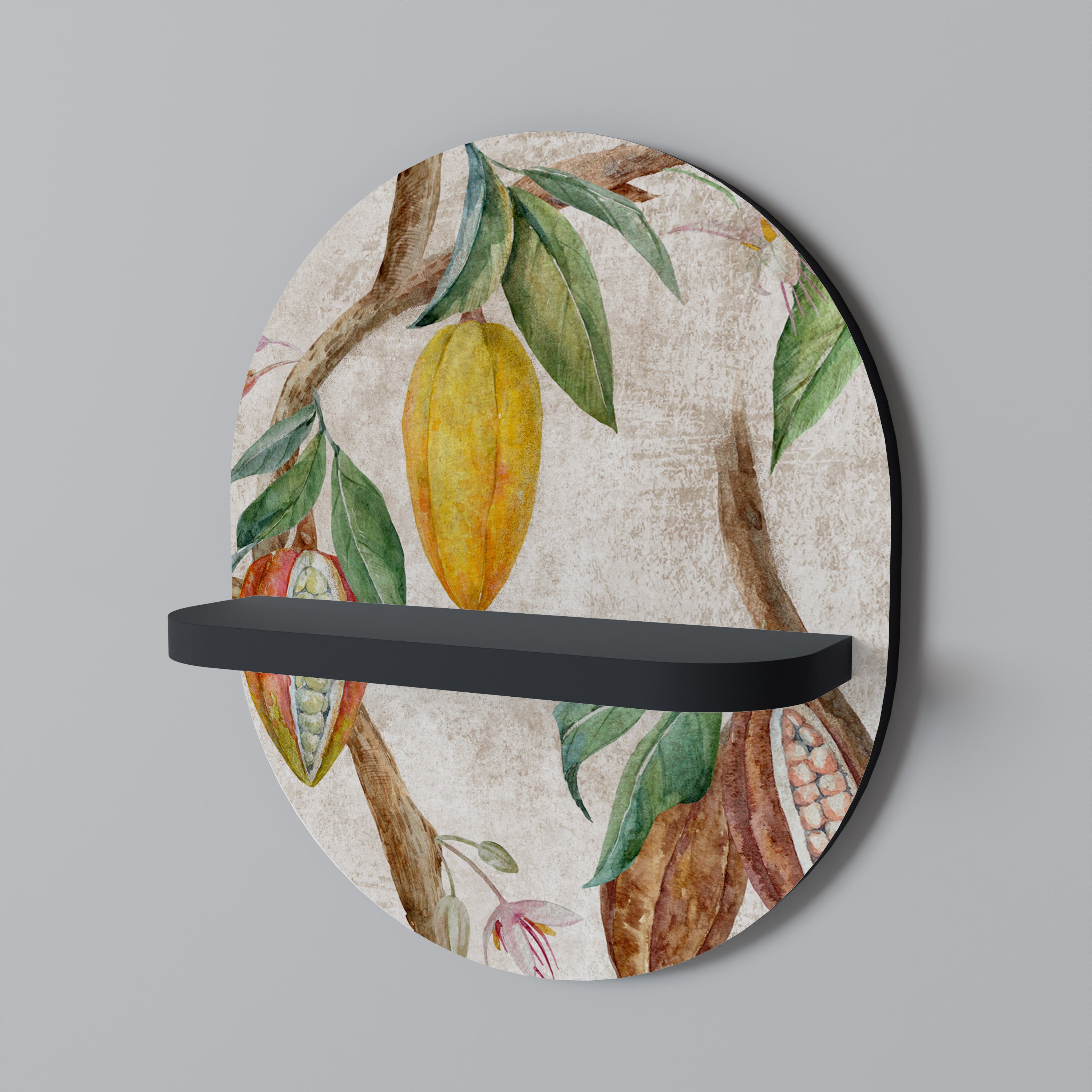 COCOA FRUITS Oval konsthylla i svart finish