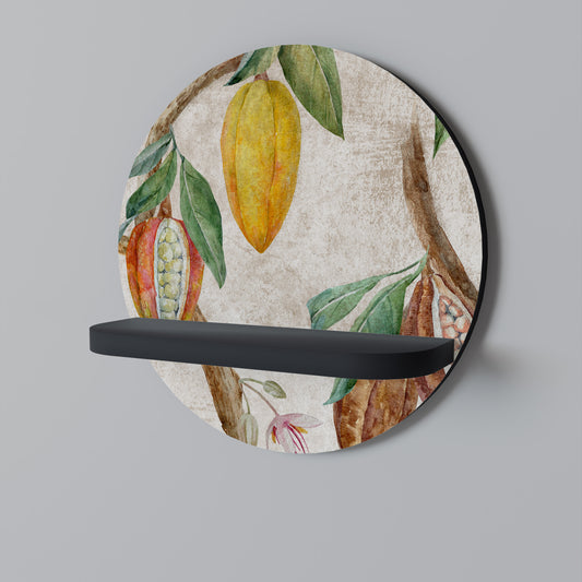 CACAO FRUITS Rund konsthylla i svart finish