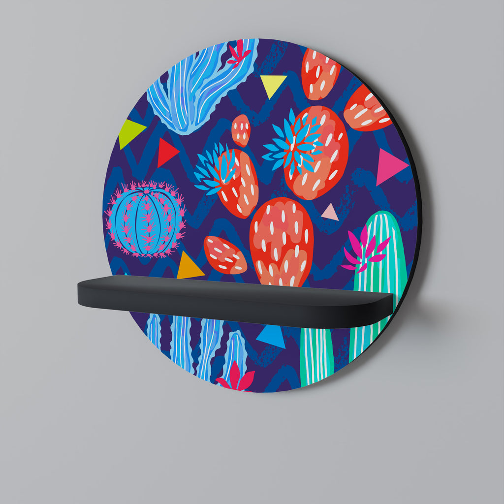 CACTUS VIBES Rund konsthylla i svart finish