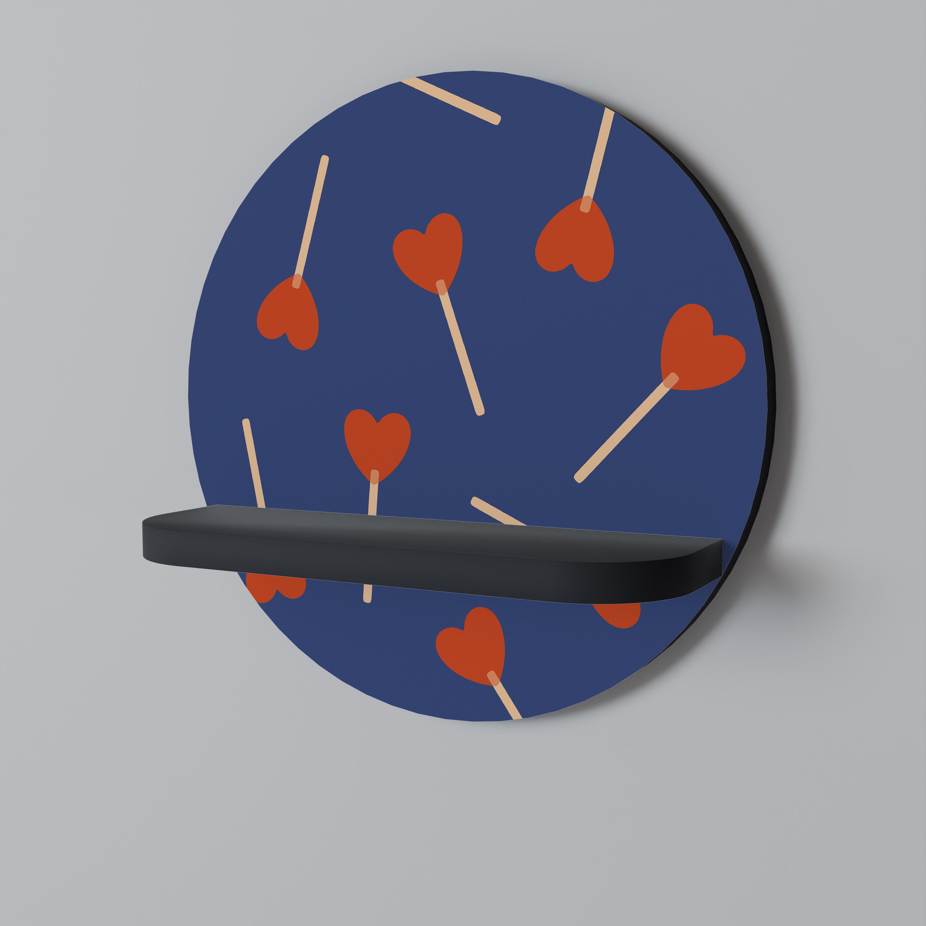 SWEET LOVE Rund konsthylla i svart finish