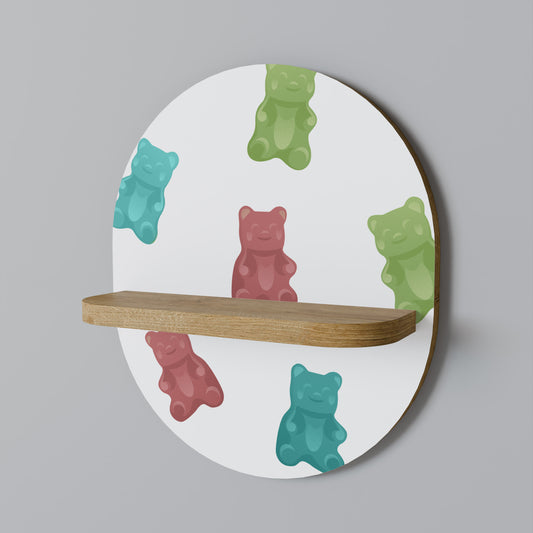 GUMMY BEARS Oval konsthylla i ekeffekt