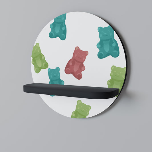 GUMMY BEARS Rund konsthylla i svart finish