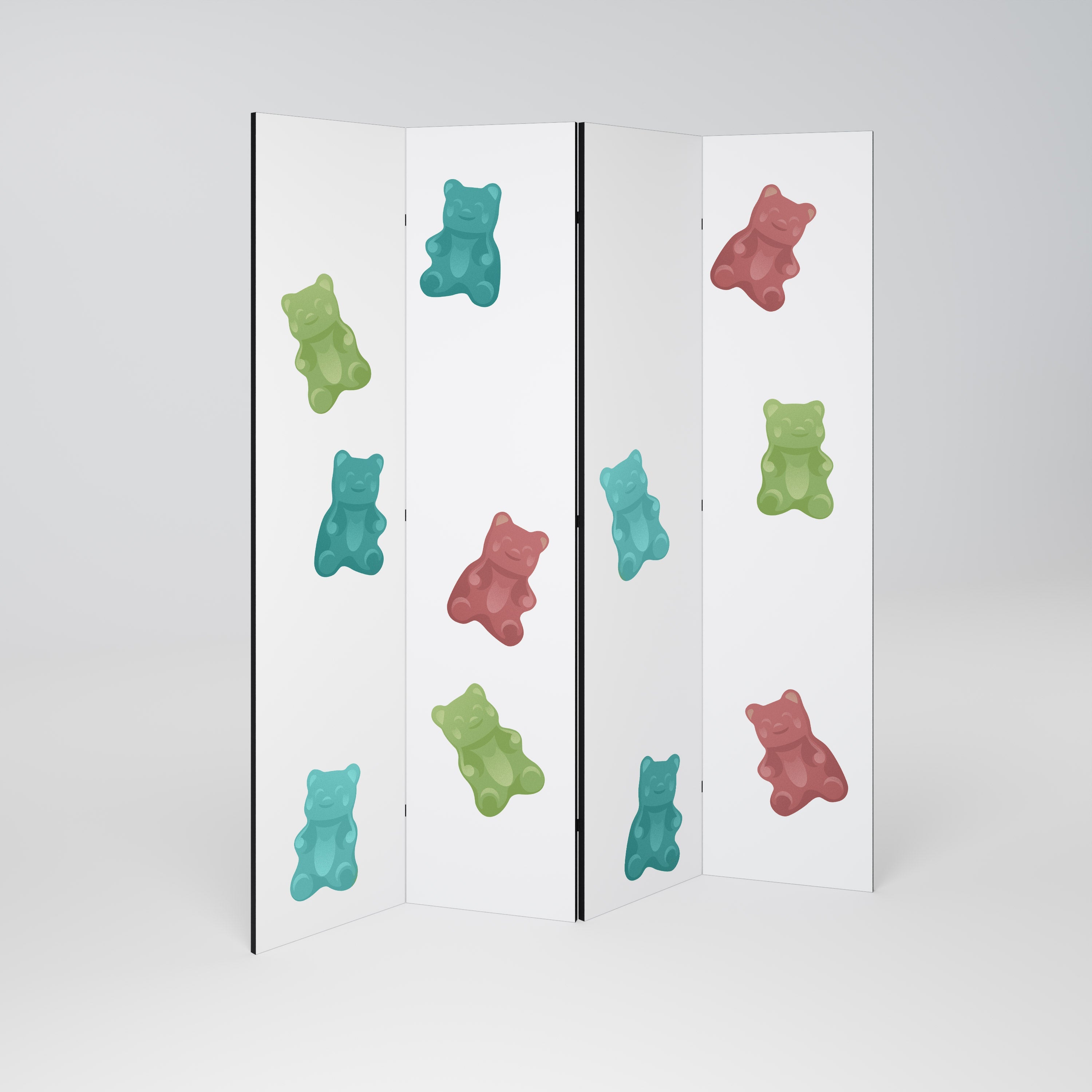 Dekorativ rumsavdelare med 4 paneler GUMMY BEARS