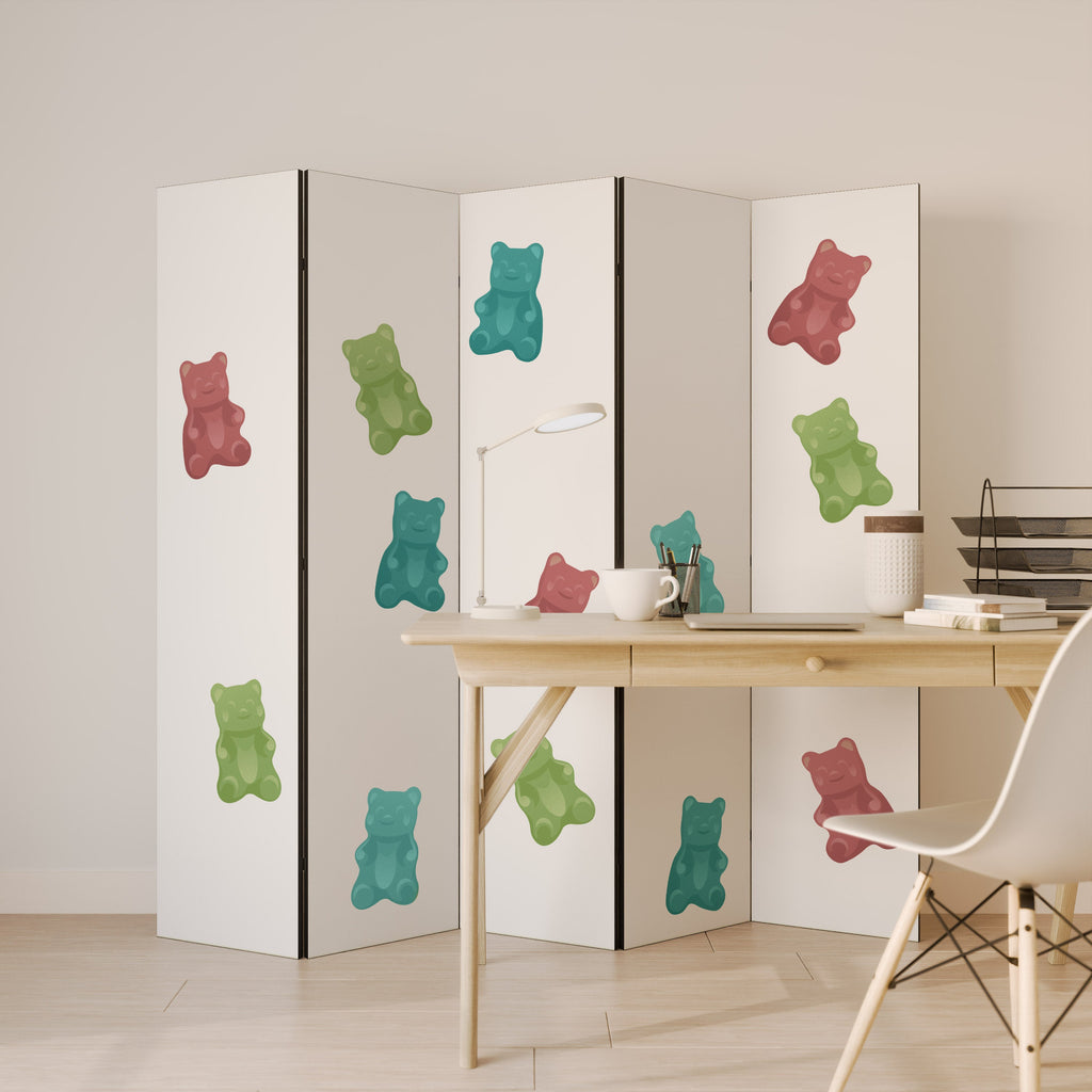 Dekorativ rumsavdelare med 5 paneler GUMMY BEARS