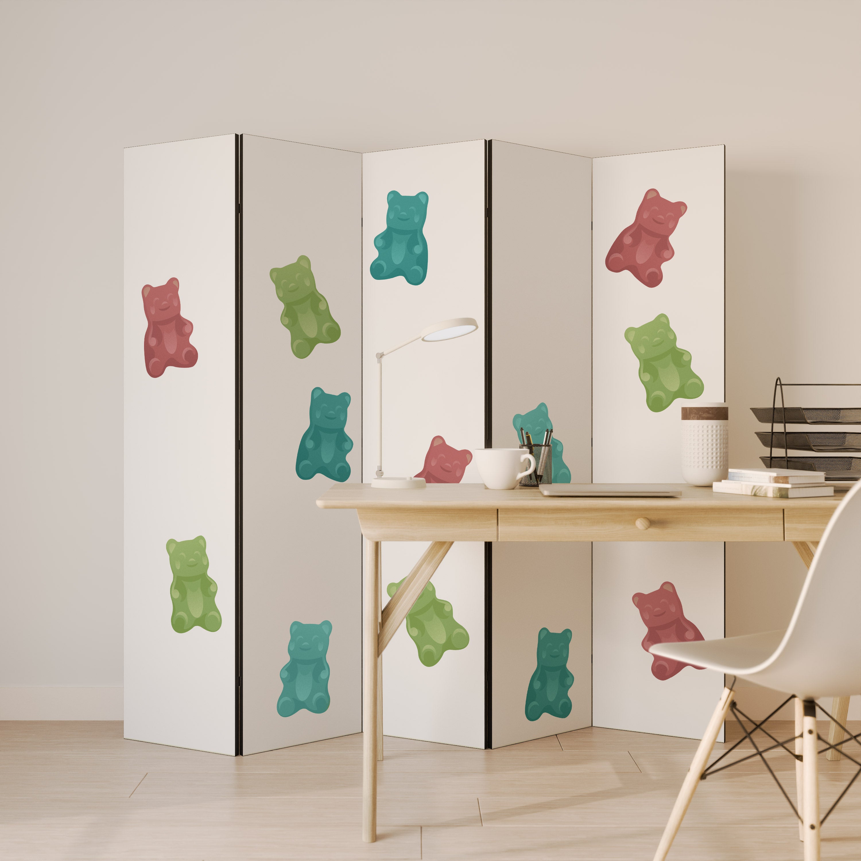 Dekorativ rumsavdelare med 5 paneler GUMMY BEARS