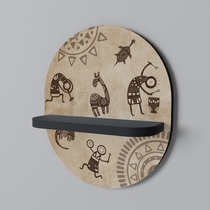 AFRIKANSK STIL Oval konsthylla i svart finish