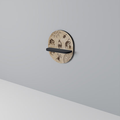 AFRIKANSK STIL Oval konsthylla i svart finish