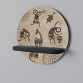 AFRICAN STYLE Round Art Shelf In Black Finish