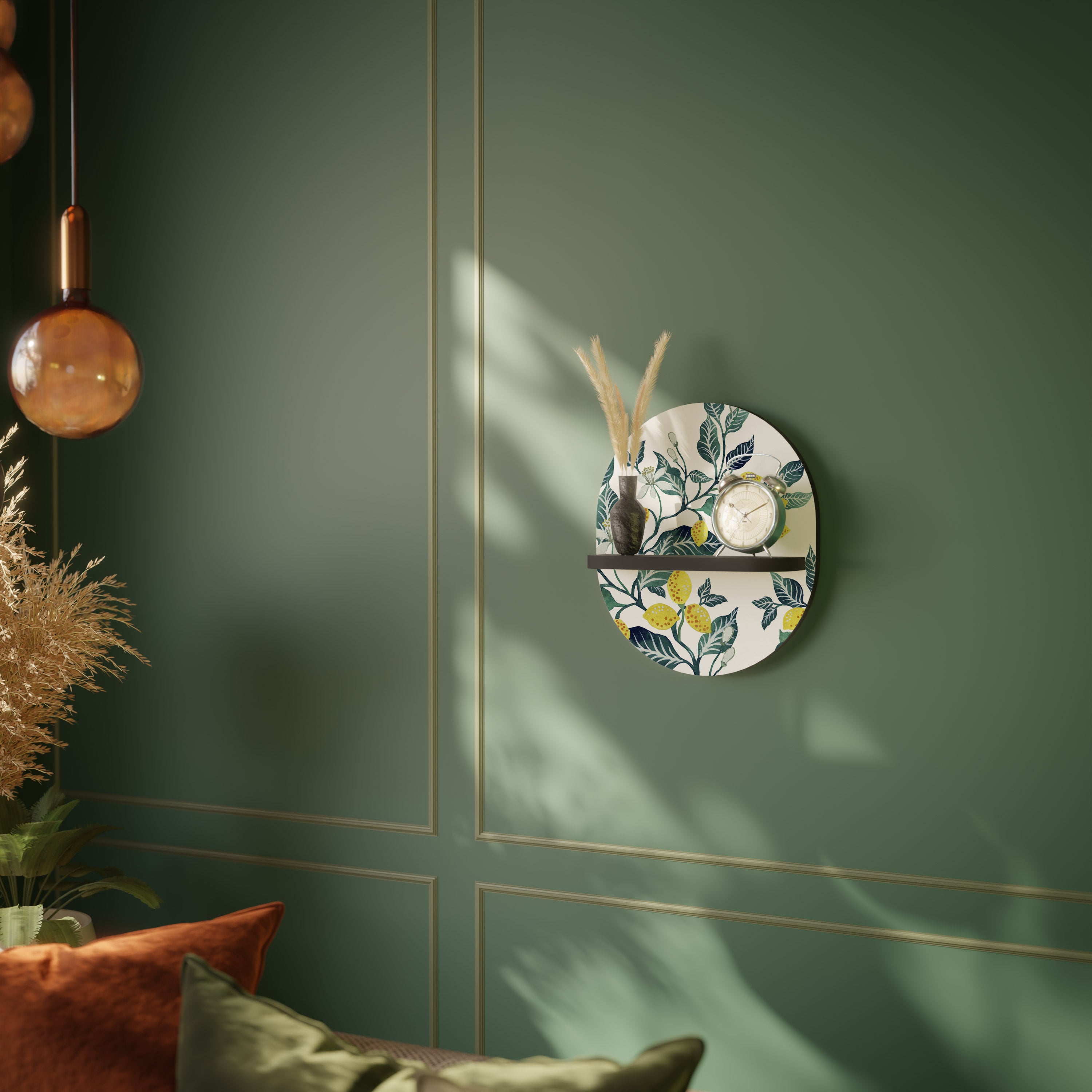 LEMON TREE Oval konsthylla i svart finish