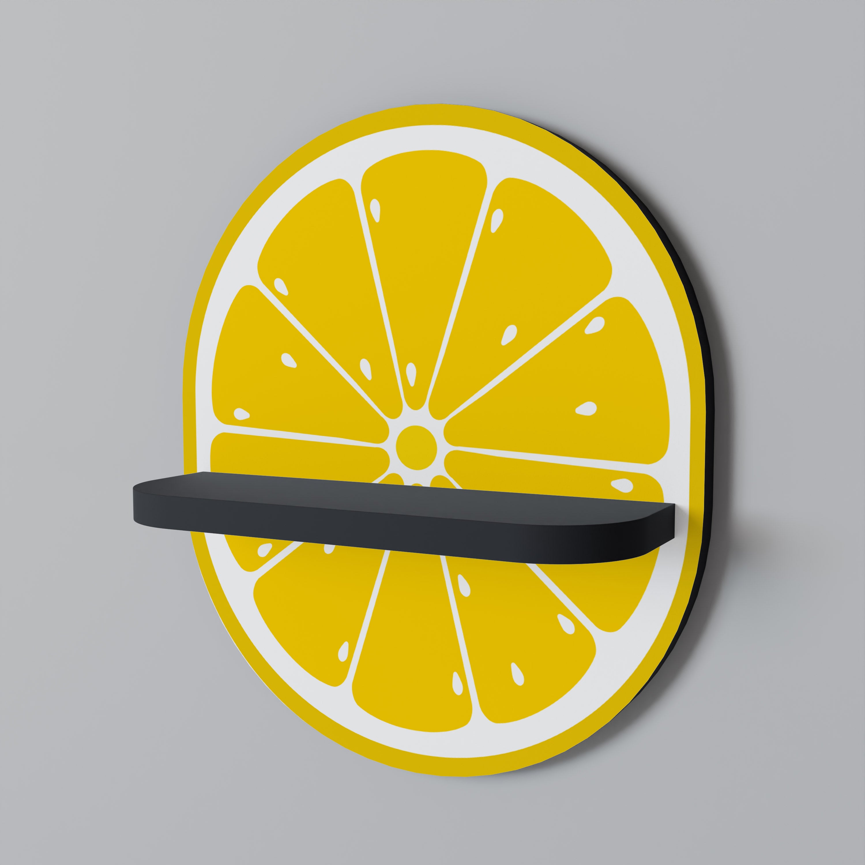 FÖRSTÄRKANDE CITRON Oval konsthylla i svart finish