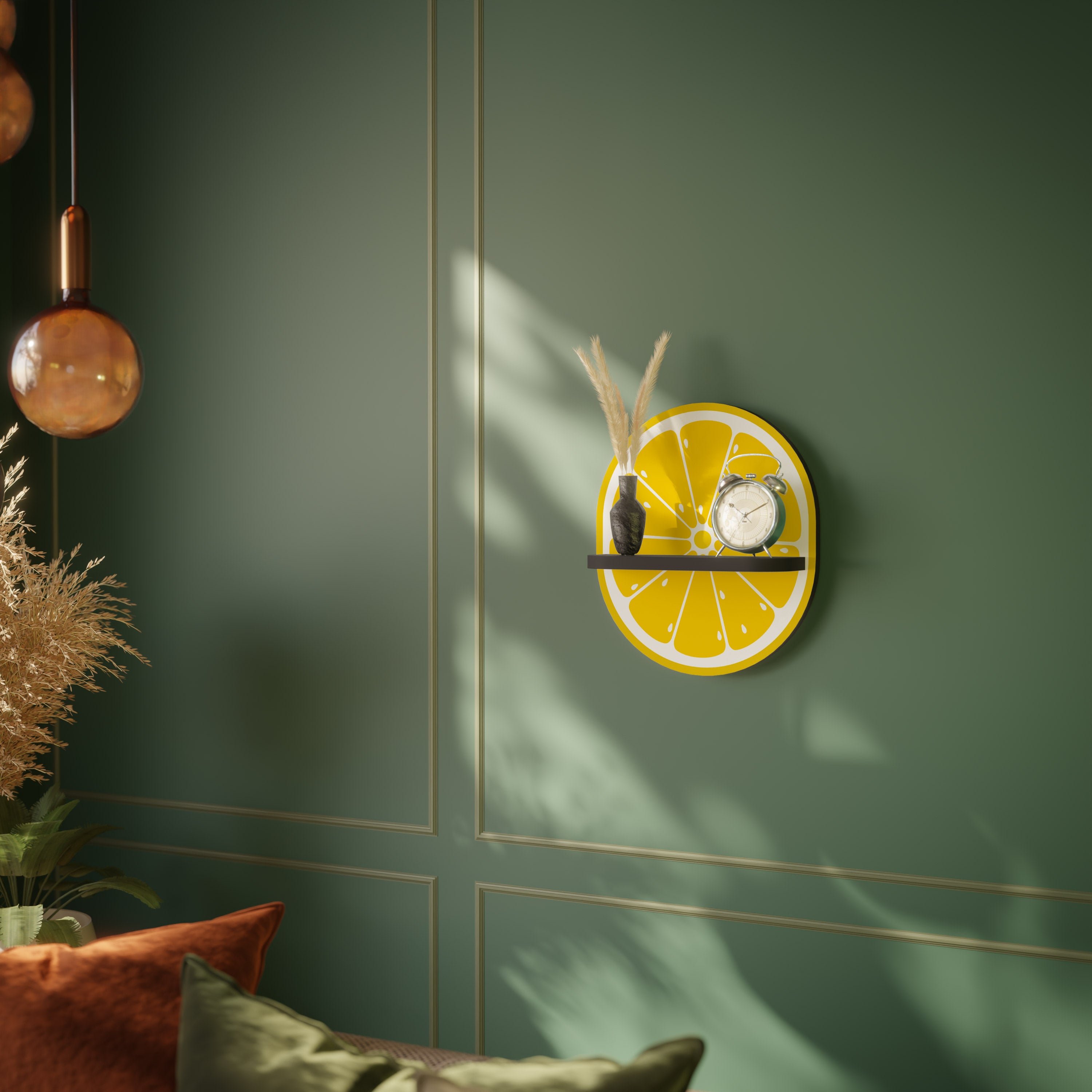 FÖRSTÄRKANDE CITRON Oval konsthylla i svart finish