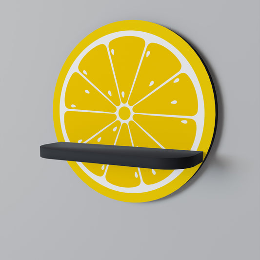 FÖRSTÄRKANDE CITRON Rund konsthylla i svart finish