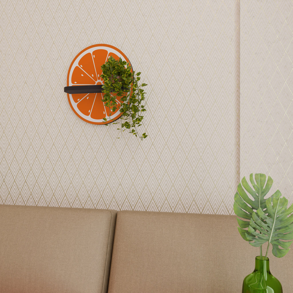 SAFTIG ORANGE Oval konsthylla i svart finish
