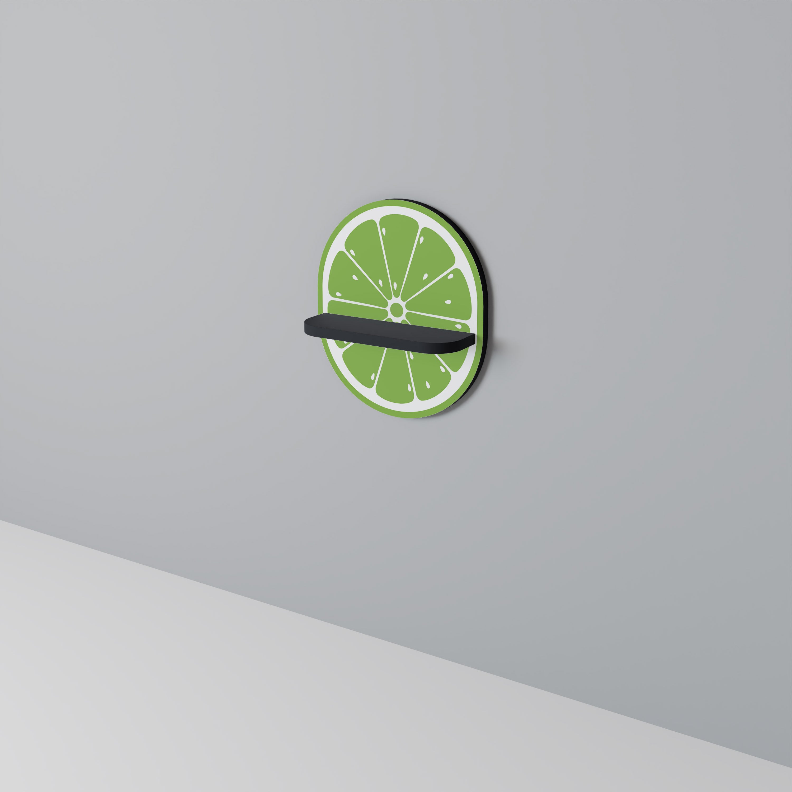 UPPFRISKANDE LIME Oval konsthylla i svart finish