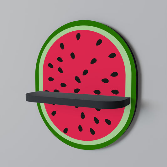 MATURE WATERMELON Oval Art Shelf In Black Finish