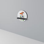 GARDEN GNOMES Round Art Shelf In Black Finish