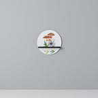 GARDEN GNOMES Round Art Shelf In Black Finish