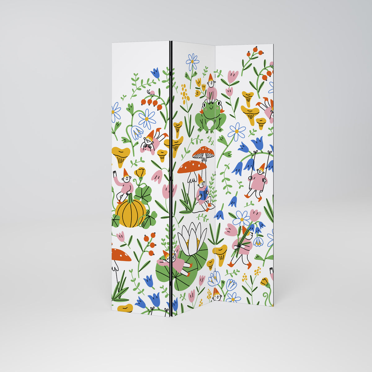 GARDEN GNOMES Dekorativ rumsavdelare – 3 paneler