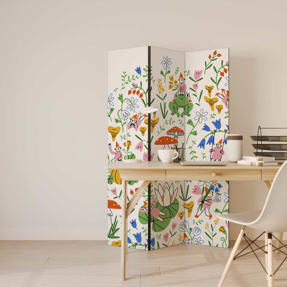 GARDEN GNOMES Dekorativ rumsavdelare – 3 paneler